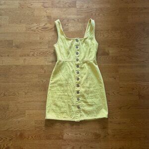 Tilly's Chloe & Katie Denim Pinafore XS Dress Yellow Button Front Mini Mustard